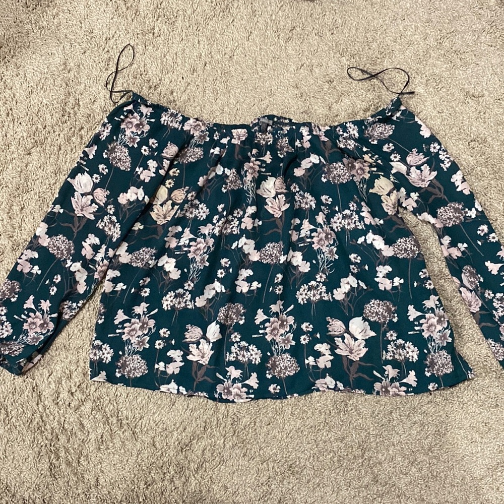 Charlotte Russe XL off the shoulder teal floral top